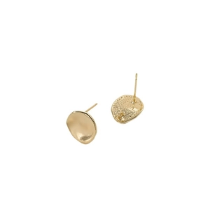 Boucles d'oreilles clous en forme de feuille de lotus plaqué or 14K avec fini poli miroir