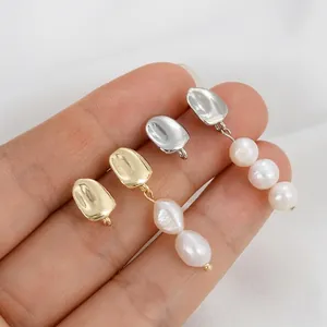Pendientes de Botón Grano de Café Lava Irregular Con Bucle Chapado en Oro 14K Cobre Material para Joyería DIY