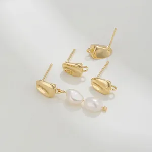 Pendientes de grano de café en oro de 14K con perlas barrocas para joyería artesanal