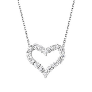 Collar de corazón minimalista en plata con brillantes piedras de estrás para mujer