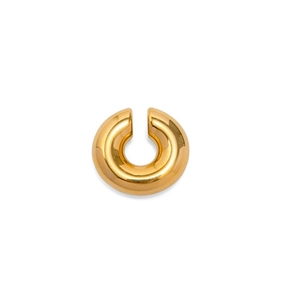 Minimalist golden C-shape ear cuff with a high-polished mirror finish for non-pierced ears