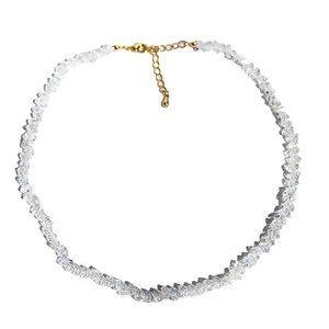Faceted crystal beaded necklace with gold lobster clasp and adjustable extension chain
