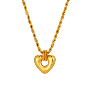 Collier vintage avec pendentif cœur ajouré plaqué or 18 carats et chaîne torsadée