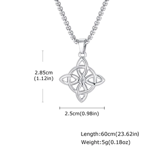 Details zu den Maßen der silbernen keltischen Knoten Halskette mit 60cm langer Kette