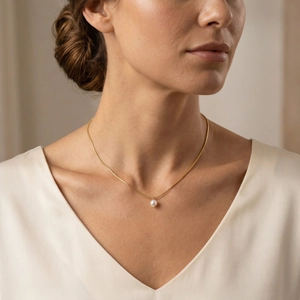 Collana Con Pendente Acciaio Inossidabile Perla Artificial Imitazione Oro Catena Serpente Minimalista Gioielli Clavicola Per Donna