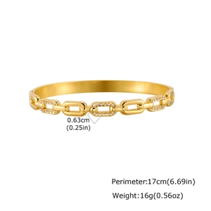 Bracelet à maillons géométriques en acier inoxydable doré avec zircone cubique