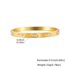 Bracelet jonc en acier doré avec motif oeil de démon et incrustations de zircon
