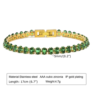 Detail von 5mm grünem AAA Zirkonia Tennisarmband aus IP vergoldetem Edelstahl