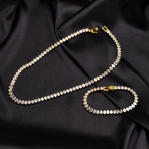 Bracelet Collier de Tennis Minimaliste en Acier Inoxydable Plaqué Or Zircone Cubique AAA pour Femmes Bijoux Élégants