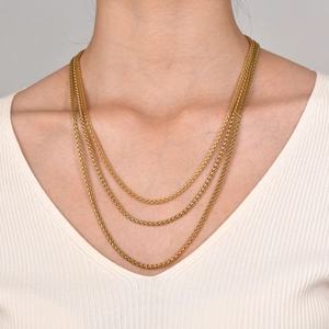Collar de Acero Inoxidable de Moda para Mujer Hombre Chapado en Oro Plata Cadena de Caja Serpiente Trigo Joyería Minimalista Regalo
