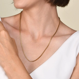 Elegante collar de cadena de caja dorada de 3mm en acero inoxidable para mujer