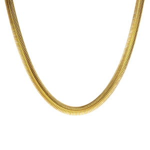 Collar de cadena de serpiente plana de 3mm de acero inoxidable dorado joyería minimalista