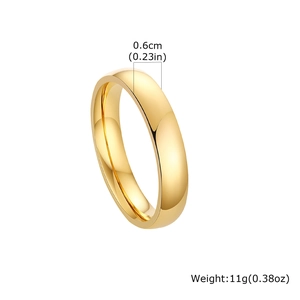 Detail view of 18K gold plated tungsten ring showing 0.6cm width and 11g weight