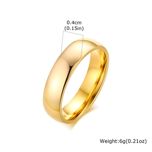 Detail view of 4mm gold tungsten ring with 6g weight and polished mirror finish