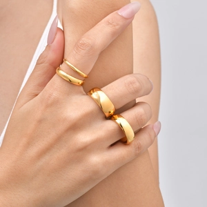 Polished 18K gold tungsten steel rings in various widths for women elegant stacked look