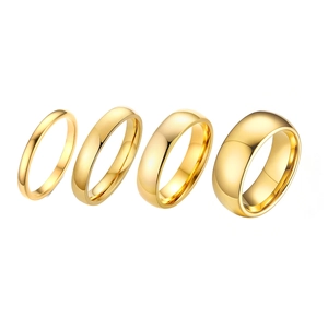 Polished 18K gold plated tungsten steel rings in 2mm 4mm 6mm and 8mm widths