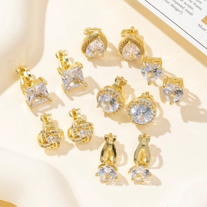 Orecchini a Clip in Rame e Zirconia Moda per Donna Non Forati Geometrici Cuore Rotondi Goccia Quadrati Gioielli Regalo
