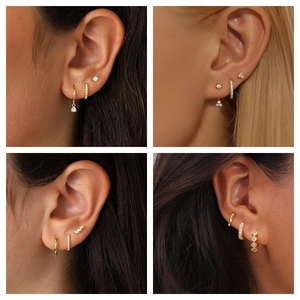 Dames Koperen Oorbellen Collectie Zirconia Ingelegd Goud Zilver Verguld Minimalistische Geometrische Oorbellen Sieraden