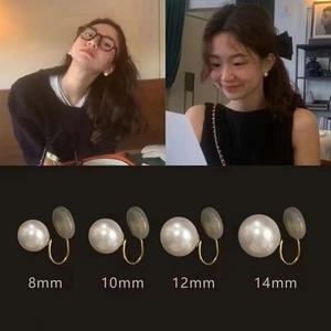 Boucles d'Oreilles Élégantes en Alliage avec Perle Artificielle Plaqué Or Rond Clous Boucles d'Oreilles Clips Pour Fête Femme Bijoux
