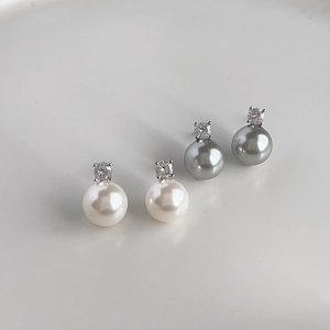 Francese Retrò Orecchini a Bottone con Künstliche Perle Sintetiche e Zirconia per Donna Elegante Gioielli Perno in Argento Regalo Festa