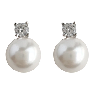 Eleganti orecchini a perno con perle vintage francesi e zirconi scintillanti