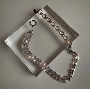 Funkelndes französisches 18k Choker-Halsband mit Panzerkette und Zirkonia-Verzierung
