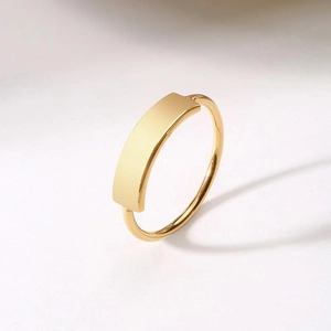 Anello in Acciaio Inossidabile Placcato Oro Minimalista per Donna Gioiello a Forma Geometrica Rettangolare Quadrata Lucida