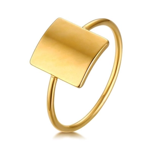 Anello geometrico quadrato minimalista in acciaio inossidabile placcato oro 18 carati