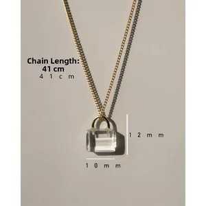 Goldene Vorhängeschloss-Halskette mit klarem Steinanhänger und Kettenlänge 41cm