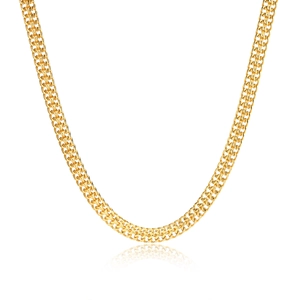 Collier Chaîne Franco en Acier Titane Or pour Femmes Élégant Collier Double Rangée Bijoux de Mode Cadeau