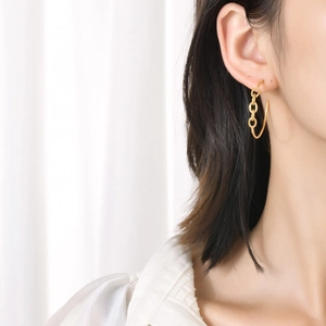 Orecchini a Cerchio in Maglia di Catena in Acciaio Inossidabile per Donna Orecchini a Cerchio Aperti Geometrici a Forma di C Oro Gioielli