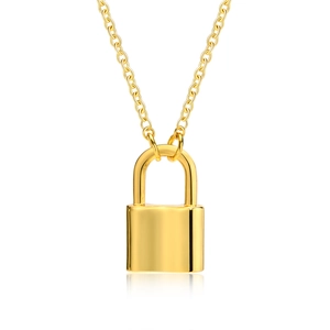 Collana minimalista con ciondolo a lucchetto placcata in oro 18K finitura lucida