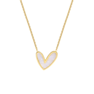 Collier minimaliste avec pendentif cœur en nacre et chaîne en acier inoxydable doré