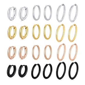 Orecchini a Cerchio in Acciaio Inossidabile Minimalisti Per Donna Uomo Fibbia Auricolare Geometrica Tonda Piena Galvanica Gioielli Moda