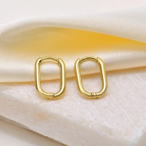 Orecchini a Cerchio Minimalisti in Ottone e Acciaio Inossidabile a Forma di U per Donna Placcati Oro 18K Orecchini Geometrici Lucidati