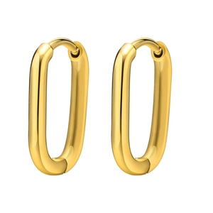 Orecchini a cerchio ovali a forma di U in oro lucido per donna in acciaio inossidabile