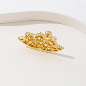 Gothic hollow mandala gold stud earring with secure screw back for men and women