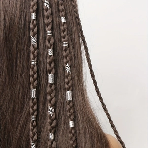 Anelli per capelli in argento con foglie e spirali per treccine e dreadlocks