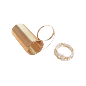 Anneaux en fil d'acier doré avec perles blanches pour la création de bijoux DIY