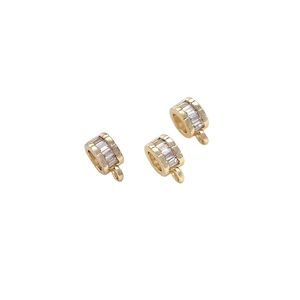 Lot de trois attaches de pendentif plaquées or 14K avec zircons baguettes pour bijoux DIY