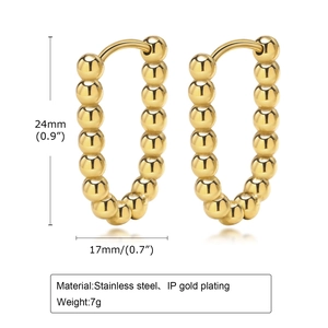 Technische Maße der 24x17mm vergoldeten Edelstahl-Creolen in ovalem Perl-Design