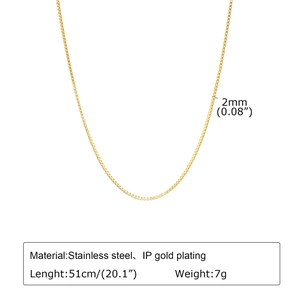 Détails du collier chaîne box dorée de 2mm en acier inoxydable de 51cm et 7g