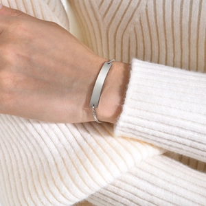 Polished silver minimalist stainless steel bar bracelet for women and children DIY