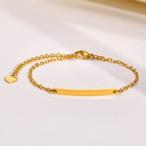 Minimalist Stainless Steel Bar ID Bracelet With Heart Charm Adjustable Link Chain Jewelry For Women Baby Gold Silver