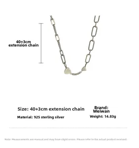 Détails du collier cœur en argent 925 avec longueur 40+3cm et poids de 14,83g environ