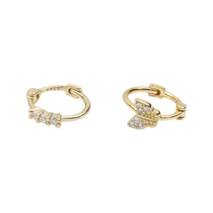 Pendientes de plata S925 bañada en oro con colgante de mariposa y piedras de circonita