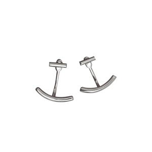 Orecchini a perno minimalisti in argento con giacche geometriche in metallo lucido