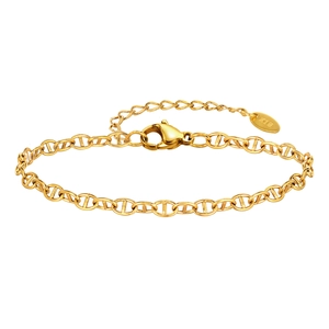 Bracelet chaîne d'ancre plaqué or 18K avec fermoir mousqueton sur fond blanc neutre