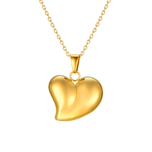 Élégant collier pendentif cœur plaqué or 18 carats avec finition polie sur chaîne fine