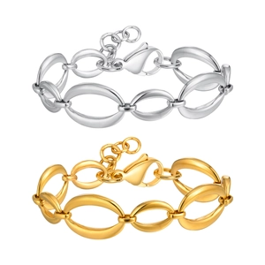Bracelets à maillons géométriques minimalistes en acier inoxydable doré et argenté
